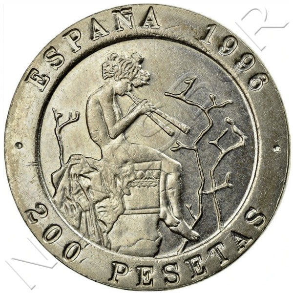 ESPAÑA: Cartucho 25 monedas 200 Pesetas 1996 Idilio -Majo de la Guitarra