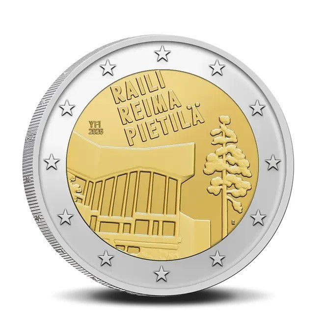 2 euros FINLANDIA 2026  Raili y Reima Pietilä coin card versión INGLES