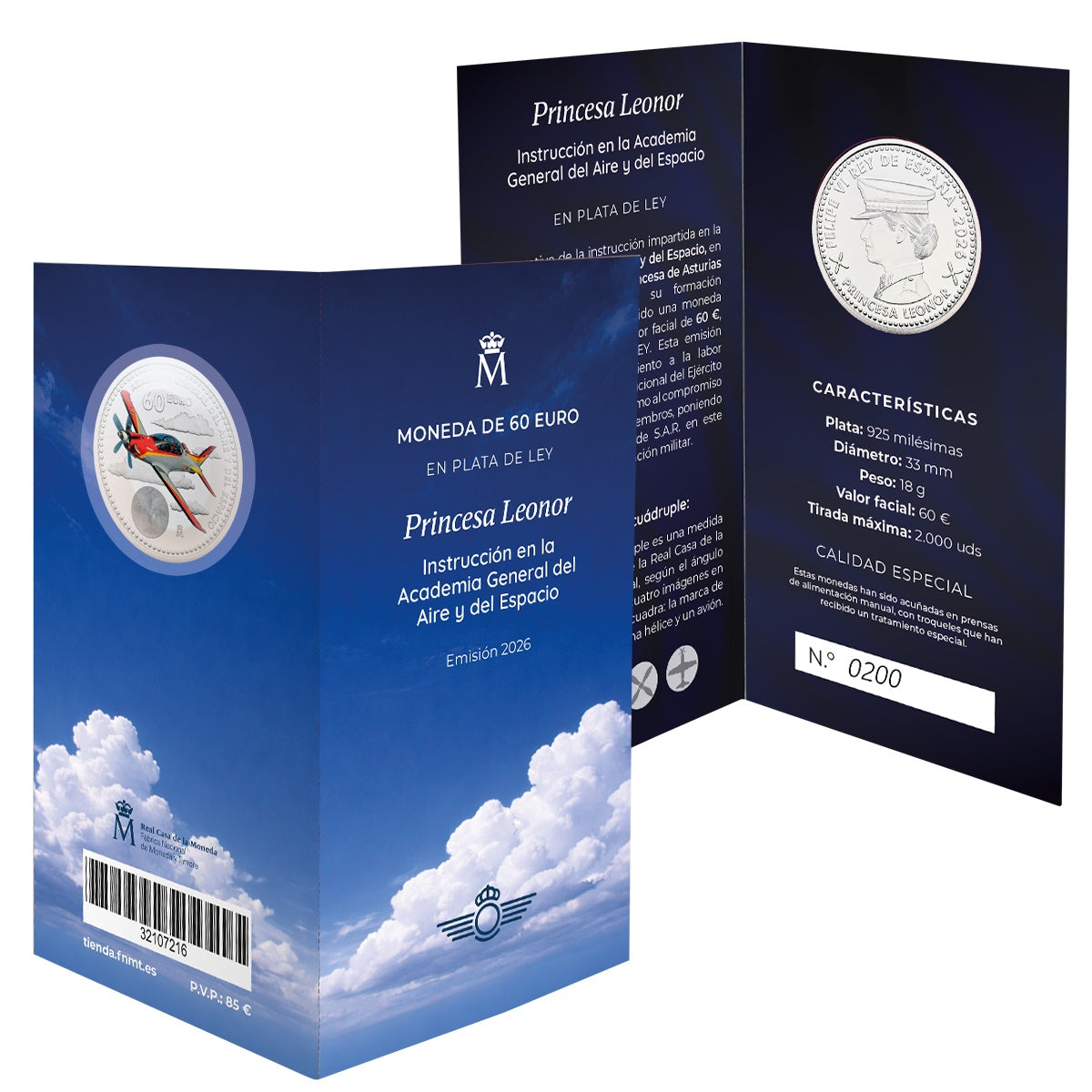 60 euros plata ESPAÑA 2026 Princesa Leonor y Ejercito del Aire y del Espacio (CARTERA OFICIAL)
