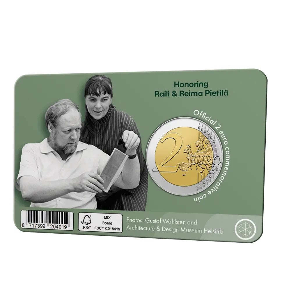 2 euros FINLANDIA 2026  Raili y Reima Pietilä coin card versión INGLES